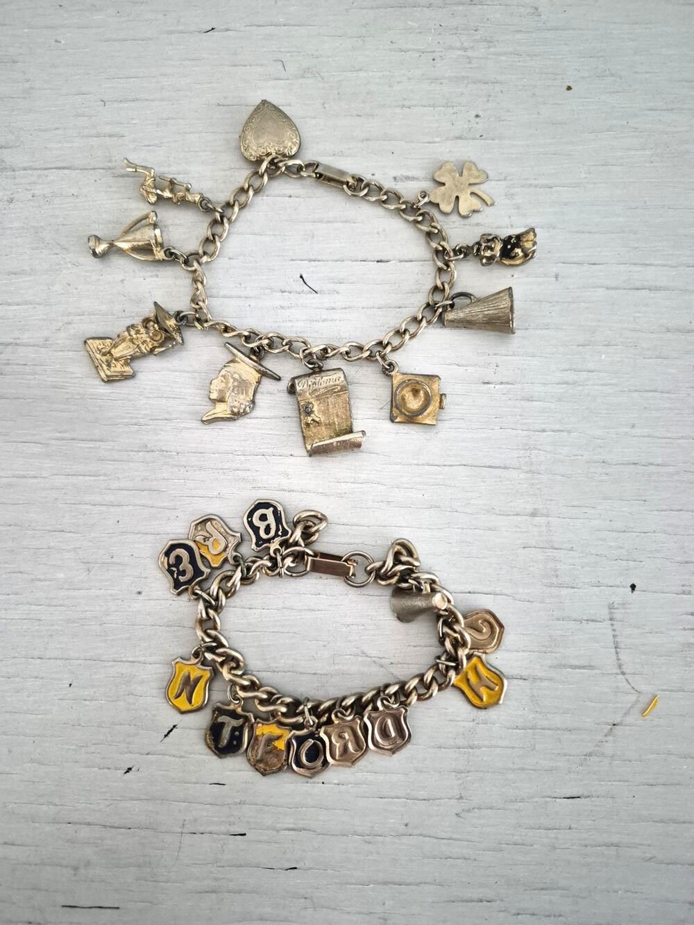 Vintage Silver tone Charm Bracelets Lot of 2